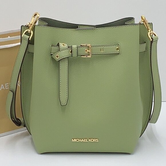 Michael Kors Handbags - Michael Kors Emilia Small Bucket Bag Messenger Leather Light Sage